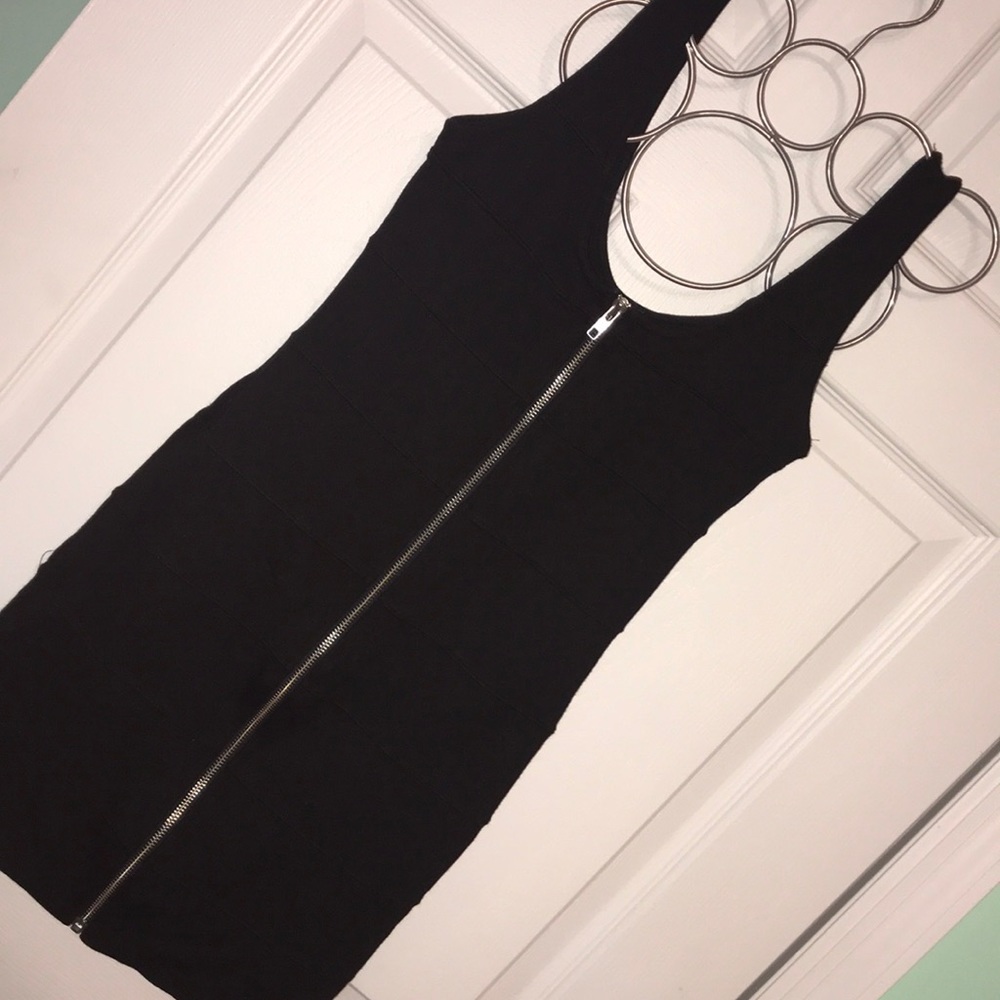Black front zipper body con dress (H&M)